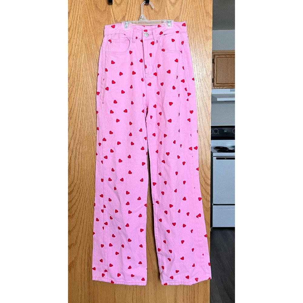 SHEIN Pink Heart Jeans